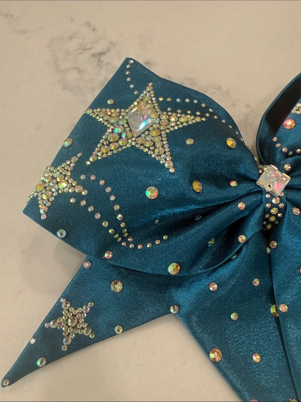 Teal Star Rhinestone Hair Bow by Bows of London